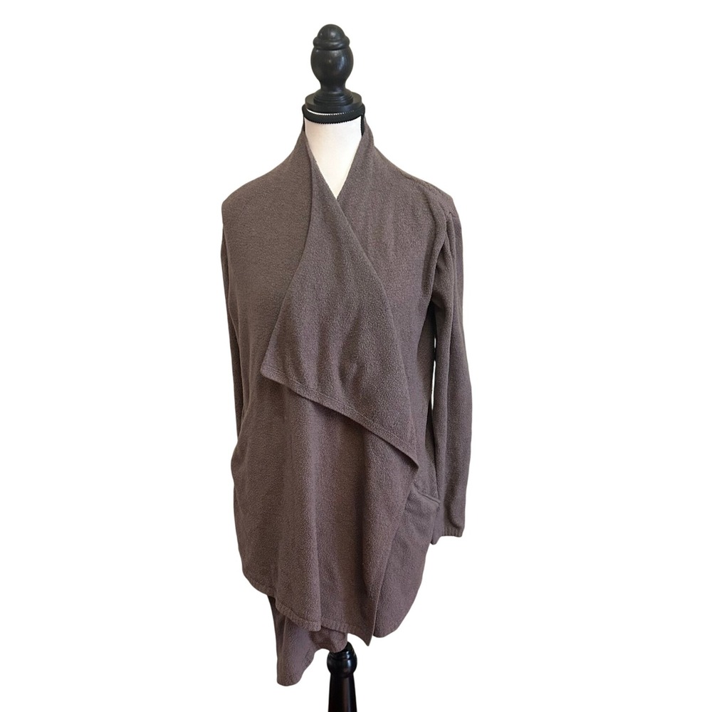 Barefoot Dreams CozyChic Lite Cardigan Sweater‎ S/M Brown Open Front Knit 903